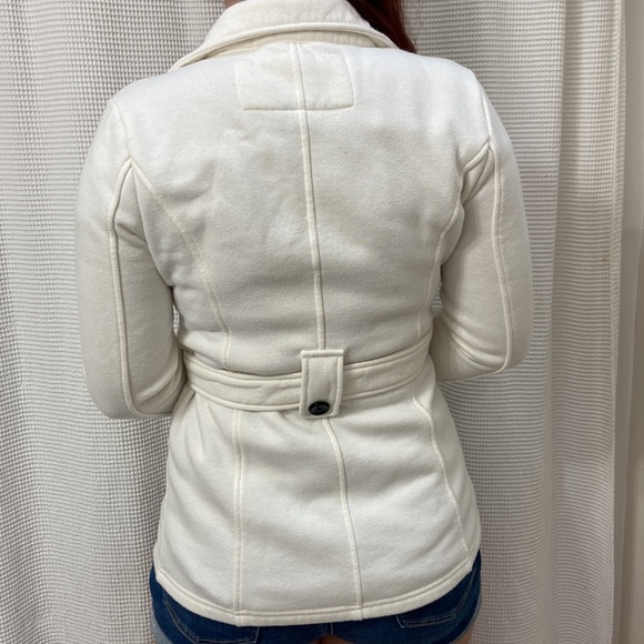 Women’s Sebby white and black-buttoned pea coat like jacket. Size XS - Picture 4 of 11